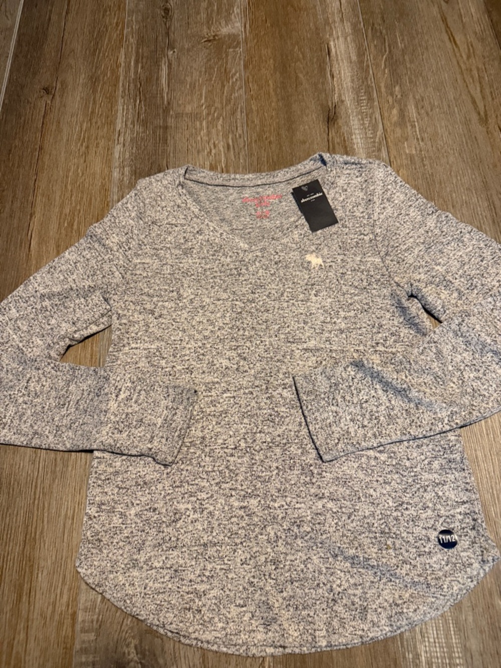 abercrombie kids Gray Long Sleeve with Pink Logo Print